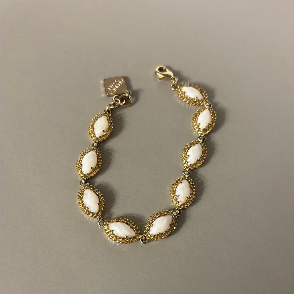 Kendra Scott Silver and Gold Bracelet with Oval Elements and Decorative Clasp